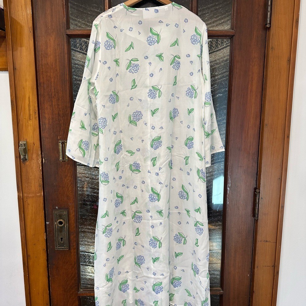 Michael Kathy Mims Cole Vintage Silk Nightgown Blue Floral Whimsigoth Dress S
