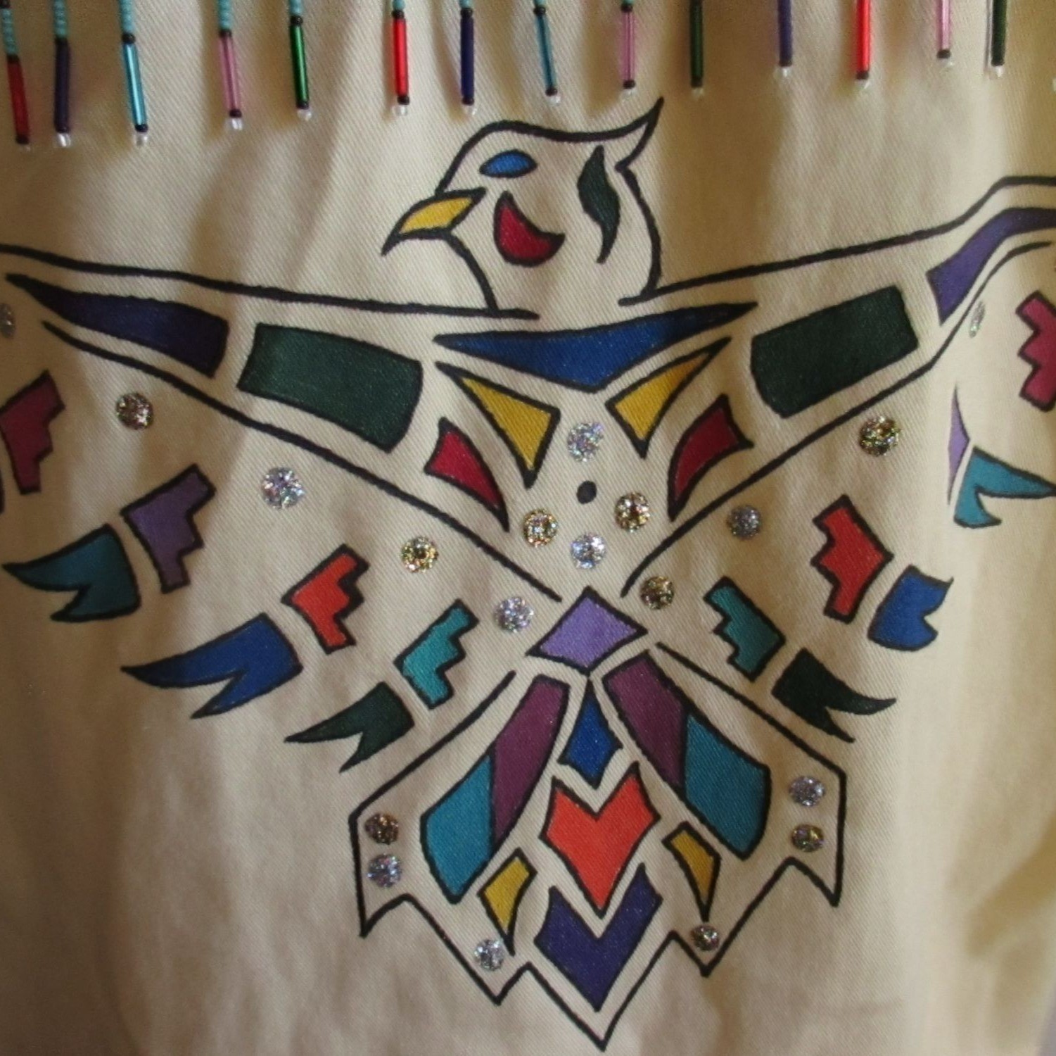 True Vintage Western Shirt XL Top Native American Motif Southwestern Thunderbird