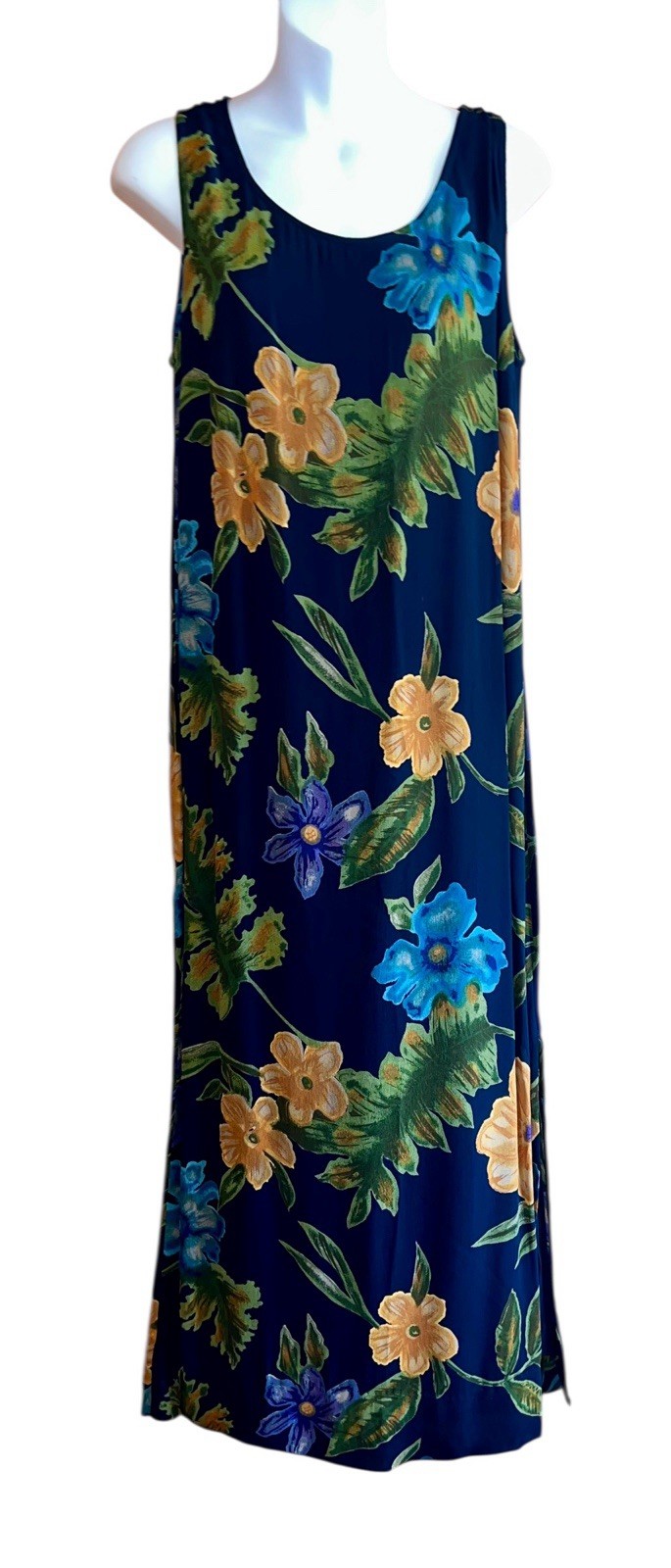 Vtg Chico’s Design Floral Sleeveless Resort Maxi Vacation Shift Party Dress S
