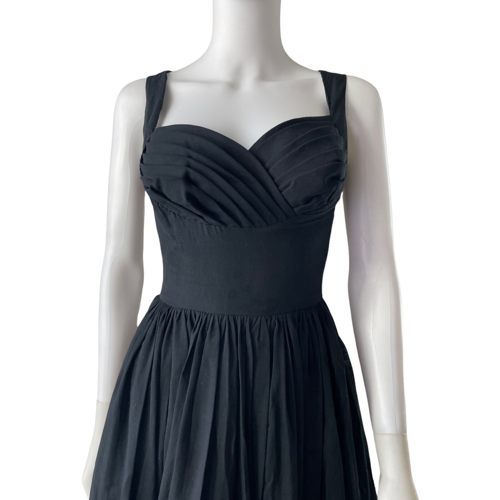 Vintage 50s Jay Herbert Little Black Dress Sz S/M, Rockabilly, Full Skirt