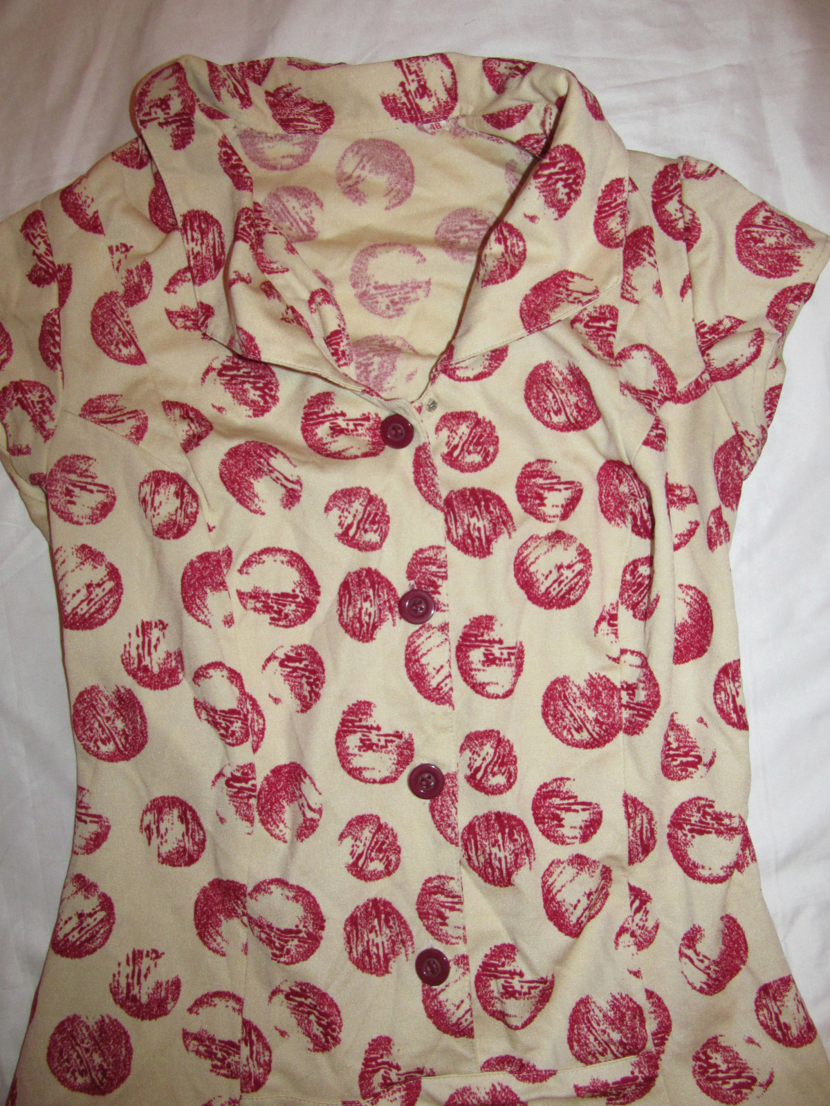 vintage 60’s stretchy walnut polka dot kawaii A line skater MOD mini dress S / M