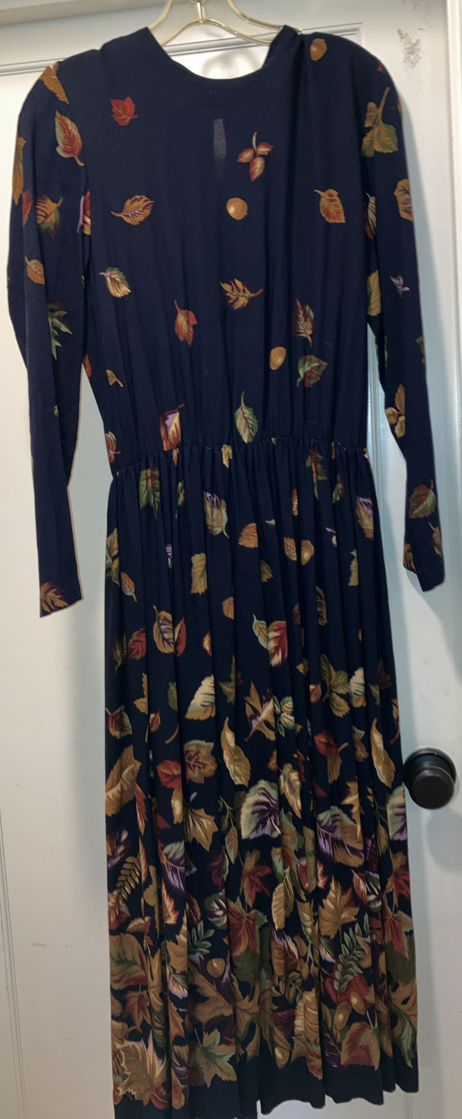 Vintage Bedford Fair Lifestyle Long Dress W/Leaf Print SZ 10