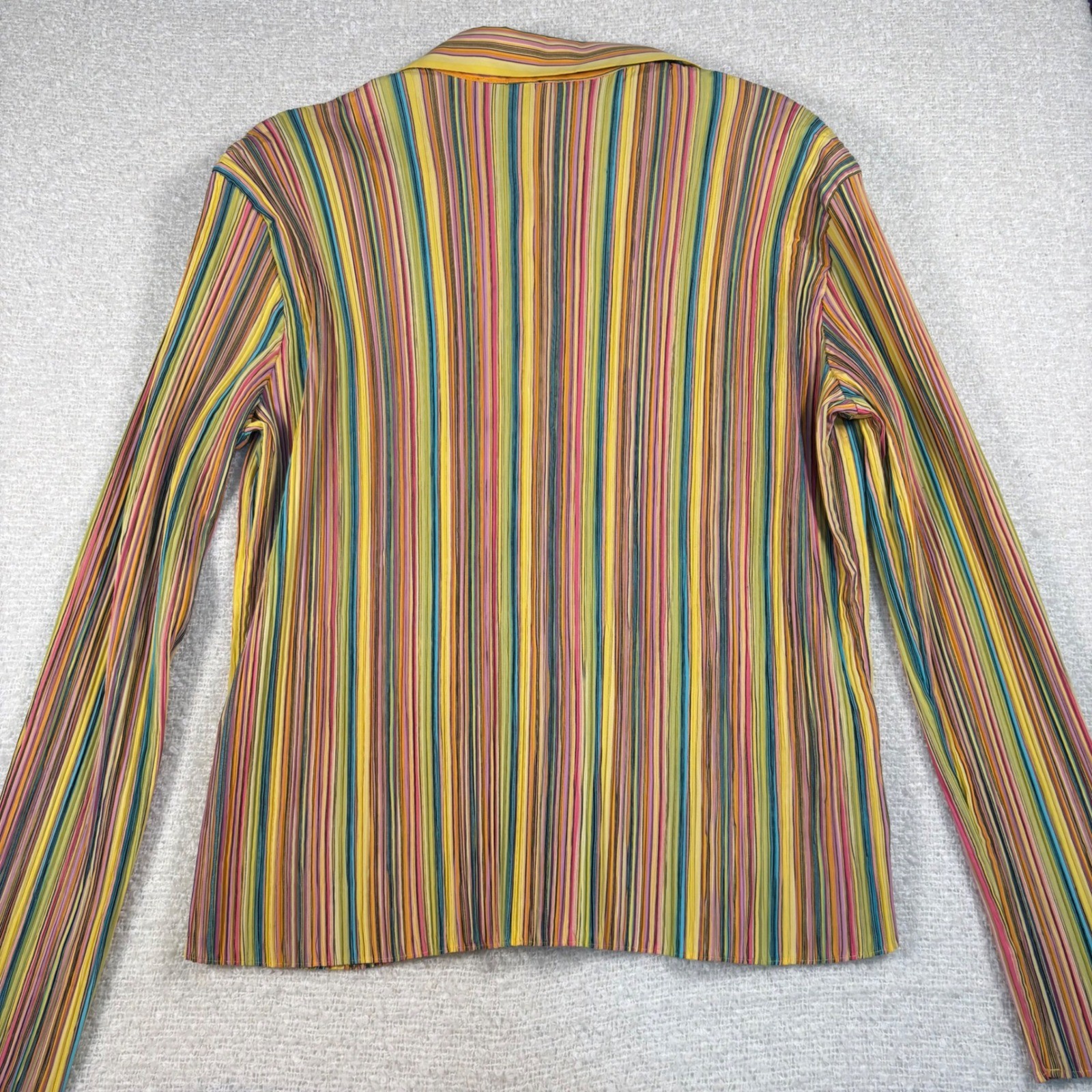 vintage 00s milano button up collared blouse candy stripe hippie 70s retro artsy