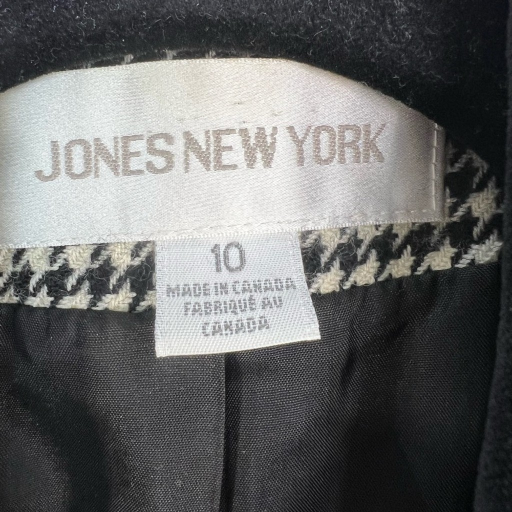 Vintage 80s 90s pure wool black white houndstooth old money oversized blazer 10
