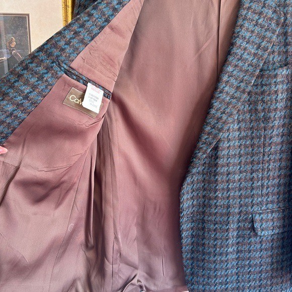 Vintage 70s 80s Deadstock NWT Calvin Klein Wool Houndstooth Blazer
