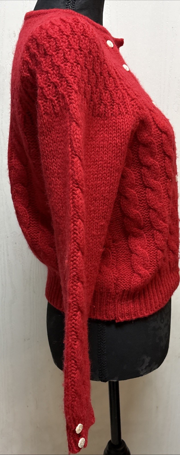Vtg 60s Robert Scott Ltd Women’s Sz36 Red Shetland Wool Cardigan Sweater M-L
