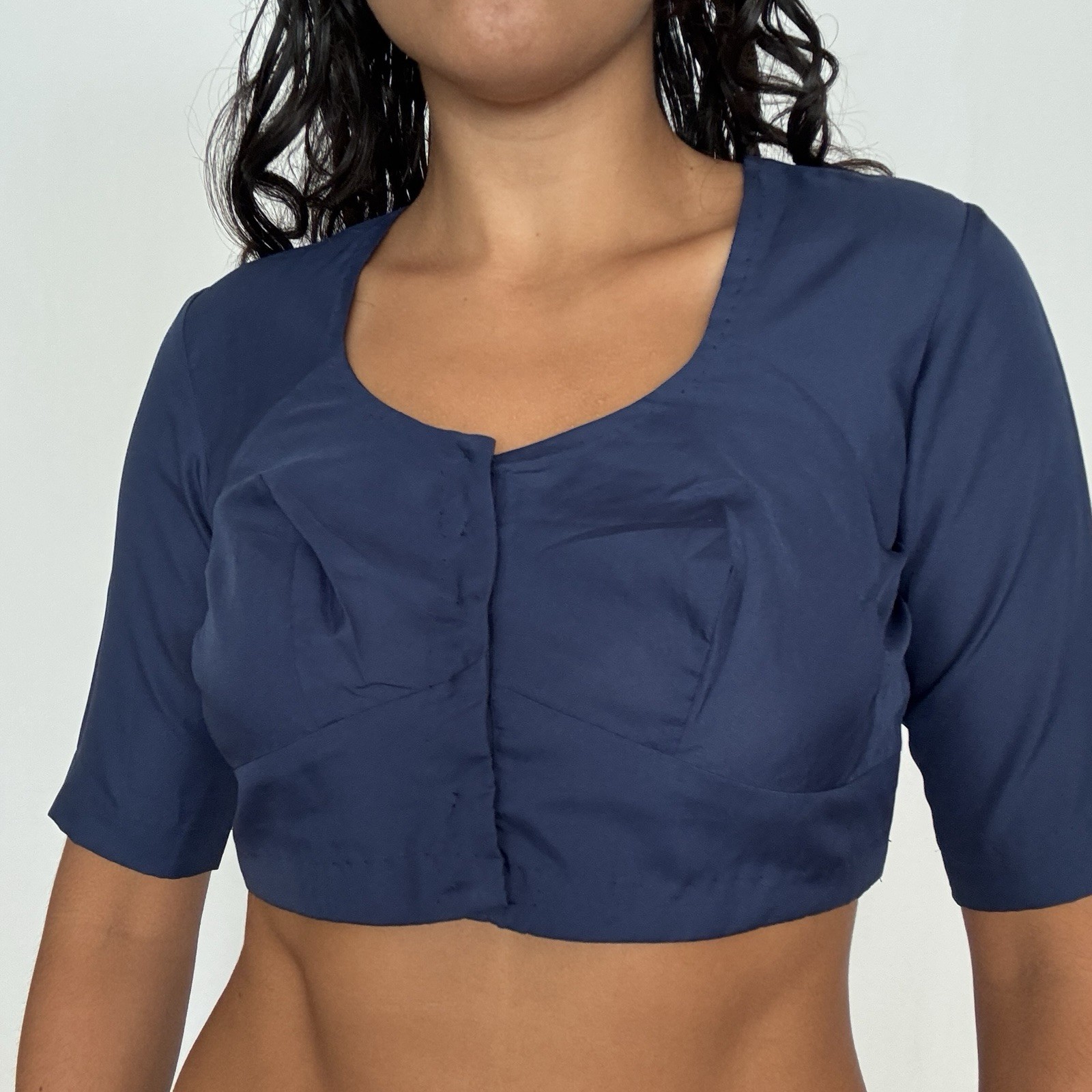 Vintage 60s/70s Bolero Top Navy Blue Women’s Fitted Crop Top Xs-S