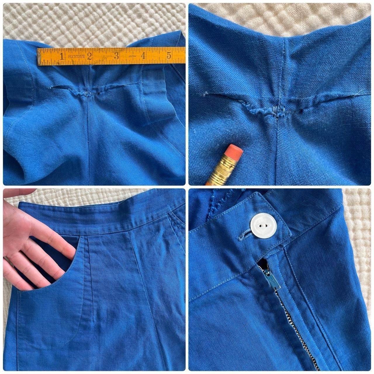 Vintage 1930s ~ 1940s Royal Blue High Waisted Cotton Shorts Side Zip Sportswear