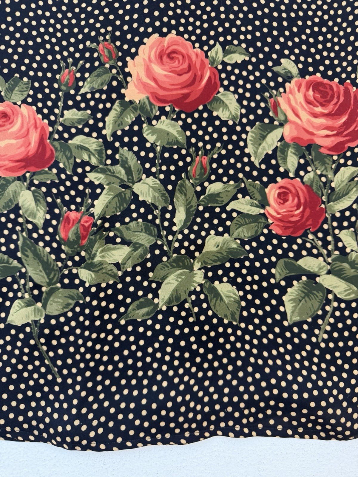 Vtg Liz Claiborne 12 Petite Midi Skirt 100% Silk Roses Polka Dots Lined Romantic