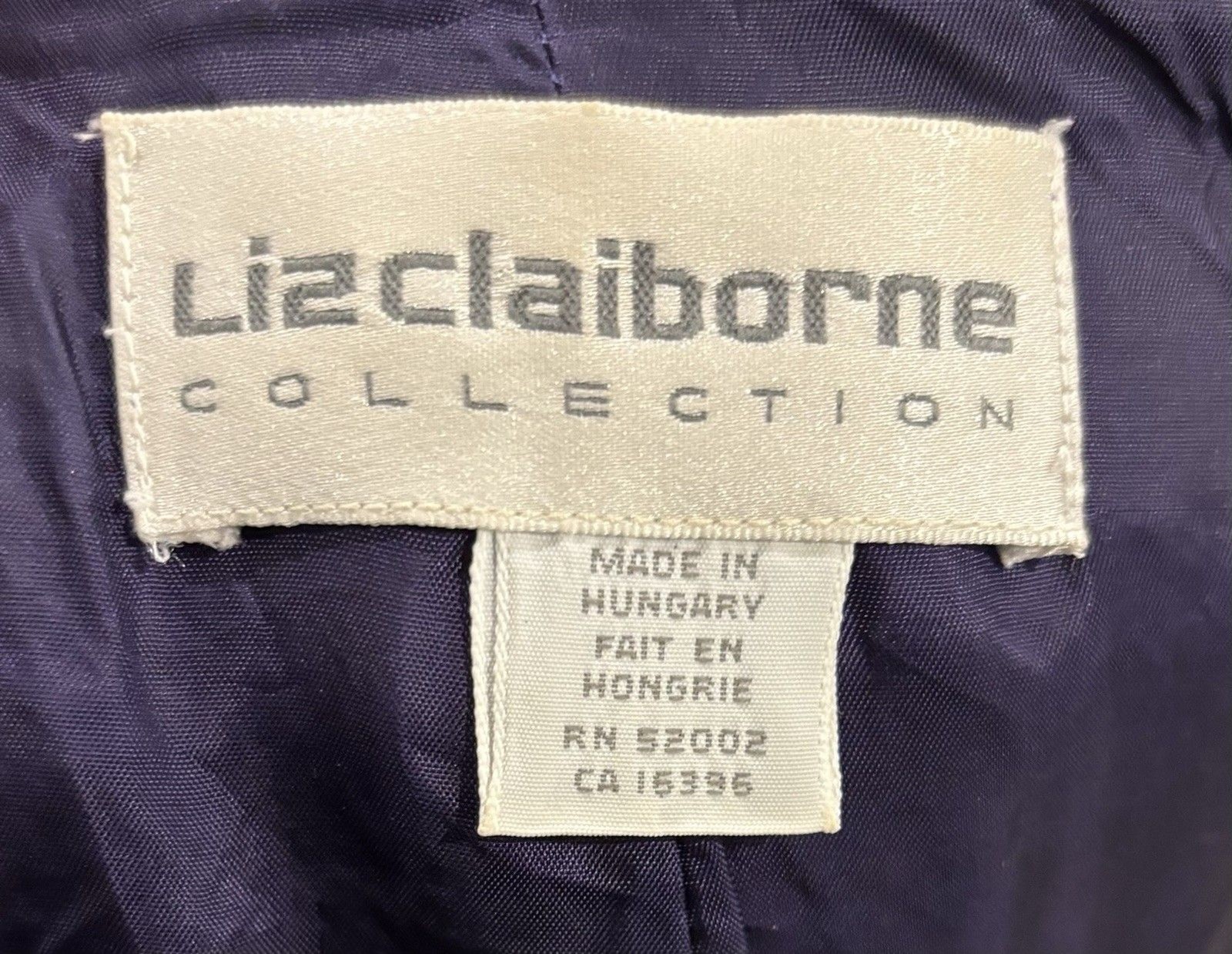 Vintage Liz Claiborne Collection Tweed Blazer Wool Blend Sz 4 Blue Pink 90s