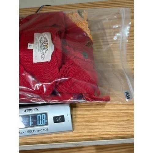 Susan Bristol Cardigan Sweater Womens L Red Hand Embroidered Floral Vintage 90s