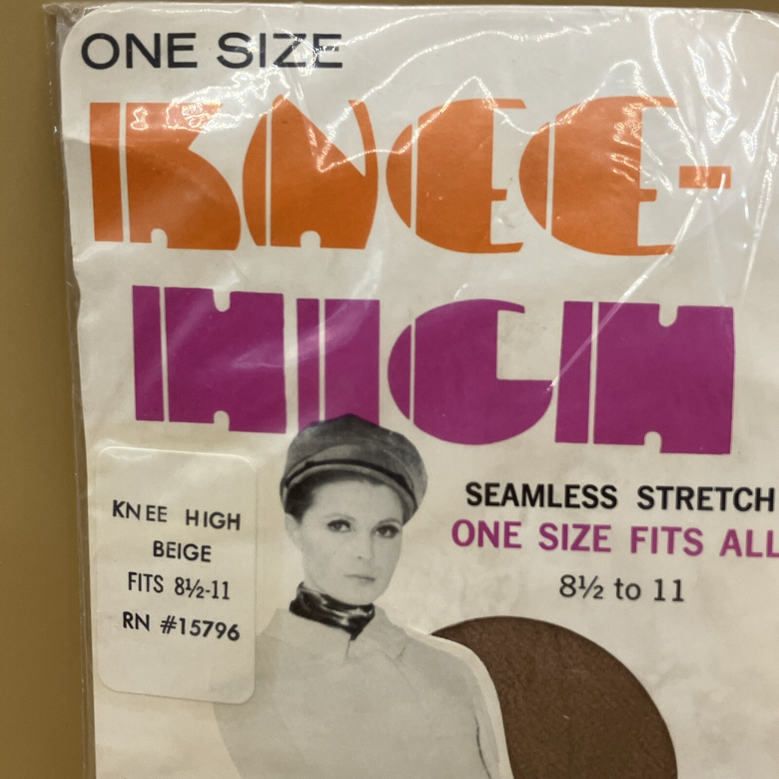 Vintage Knee High Beige Seamless Stretch Nylons 8 1/2 To 11 Brand New