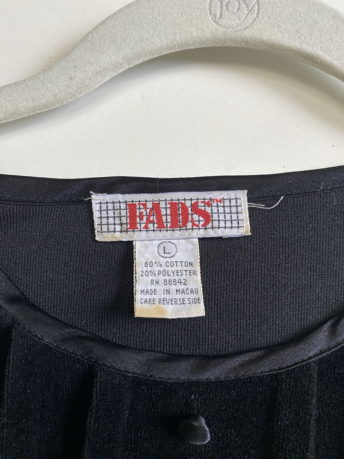 Vintage 90s Fads L Maxi Dress Cotton velour Black belted