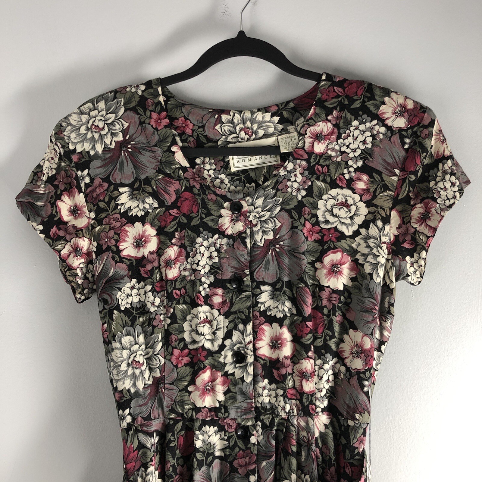 Country Romance Size 7/8 Cottagecore Floral 80s Cotton Garden Party Dress *FLAWS