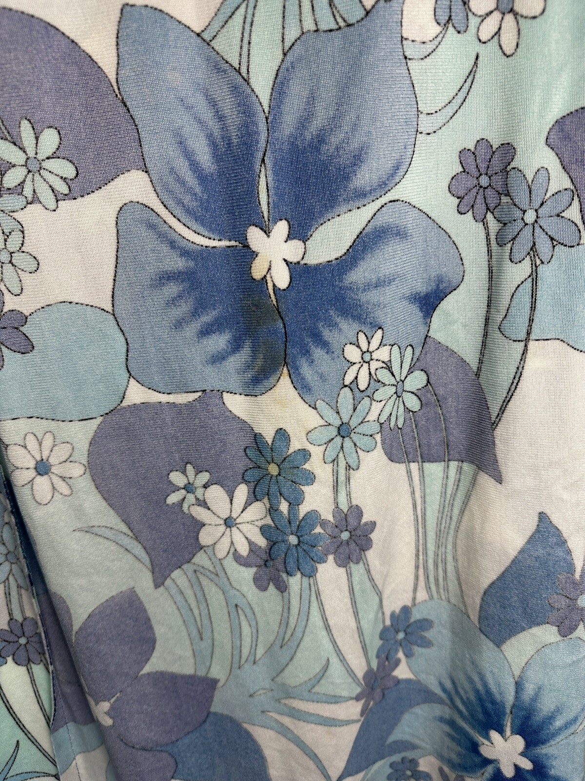 Vtg Hawaiian Surf By Pacific Blue Asian-Inspired Maxi Dress Hawaii Tiki 35” Bust