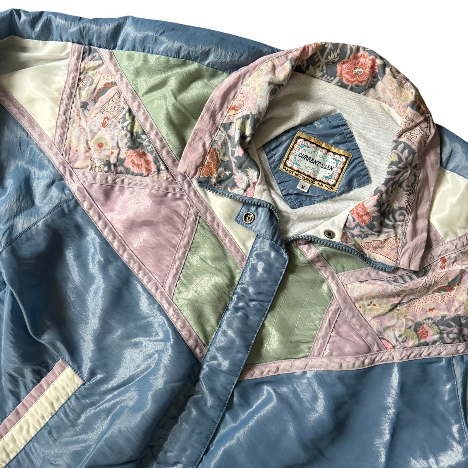 Vintage 1980’s 90’s Tracksuit M Blue Pastel Floral Patchwork Grandma Core Granny
