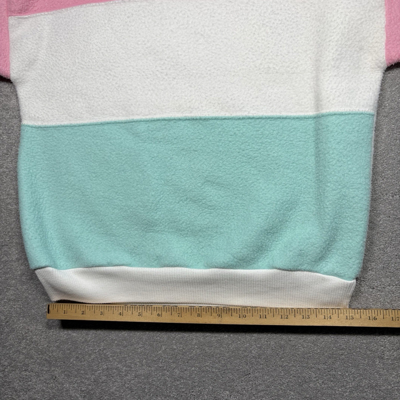 80s 90s Pastel Color Block Fleece Pullover Sweater Women’s M Vintage E.V. LTD