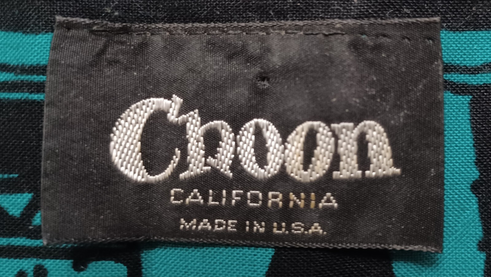 VINTAGE MACYS CHOON CALIFORNIA WOMEN’S SKIRT SUIT SZ 14 TEAL W/ BLACK GEO DESIGN