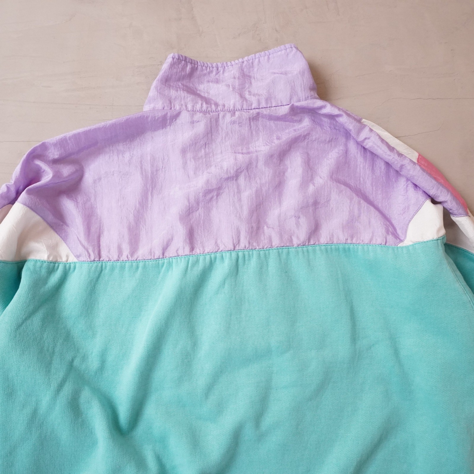 Bold Spirit Vintage 90s Colorblock Quarter Zip Pullover Teal Purple Pink Large