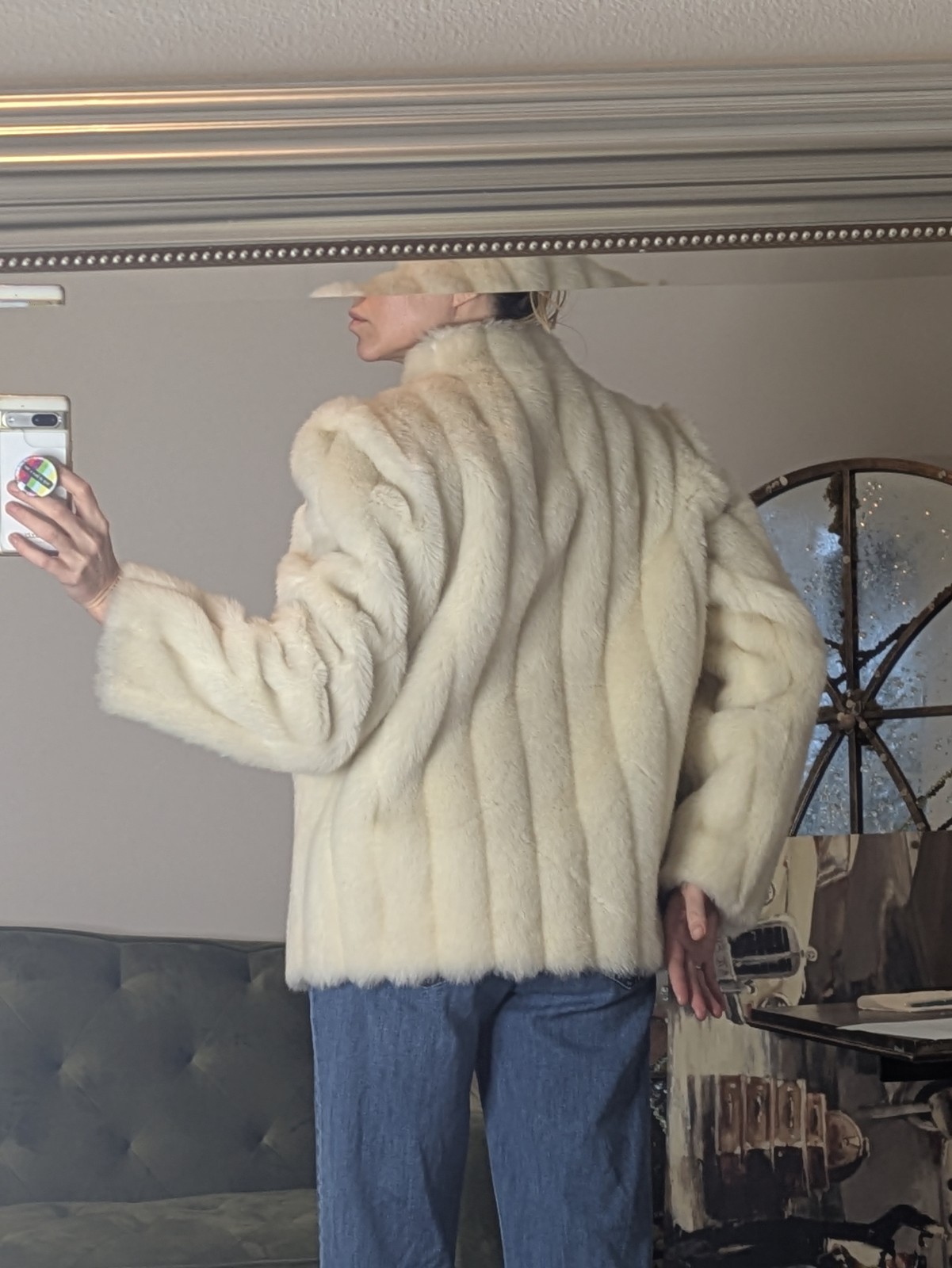 Vintage 80s Luxury Faux Fur Coat by Intrigue Glenoit White Vegan Size Small