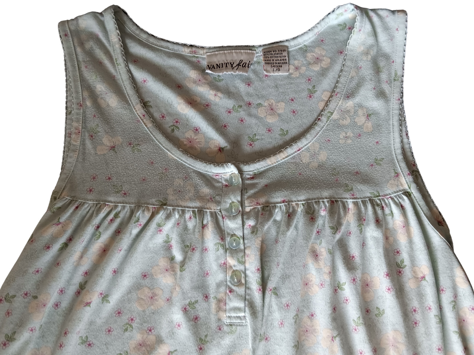 Vintage 90s Vanity Fair Floral Print Nightgown Dress Cottagecore Coquette