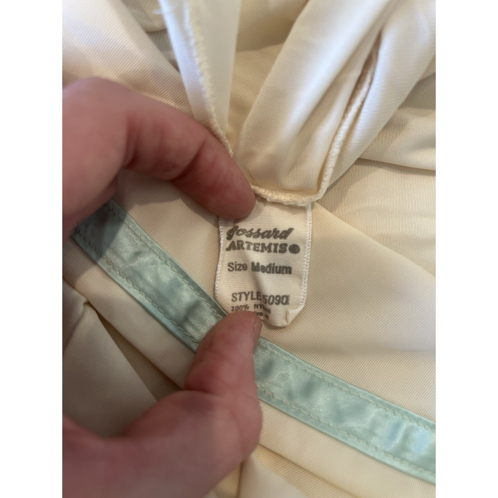 Vintage Gossard Artemis Nightgown Medium White Blue Style 5090 Peterpan Collar