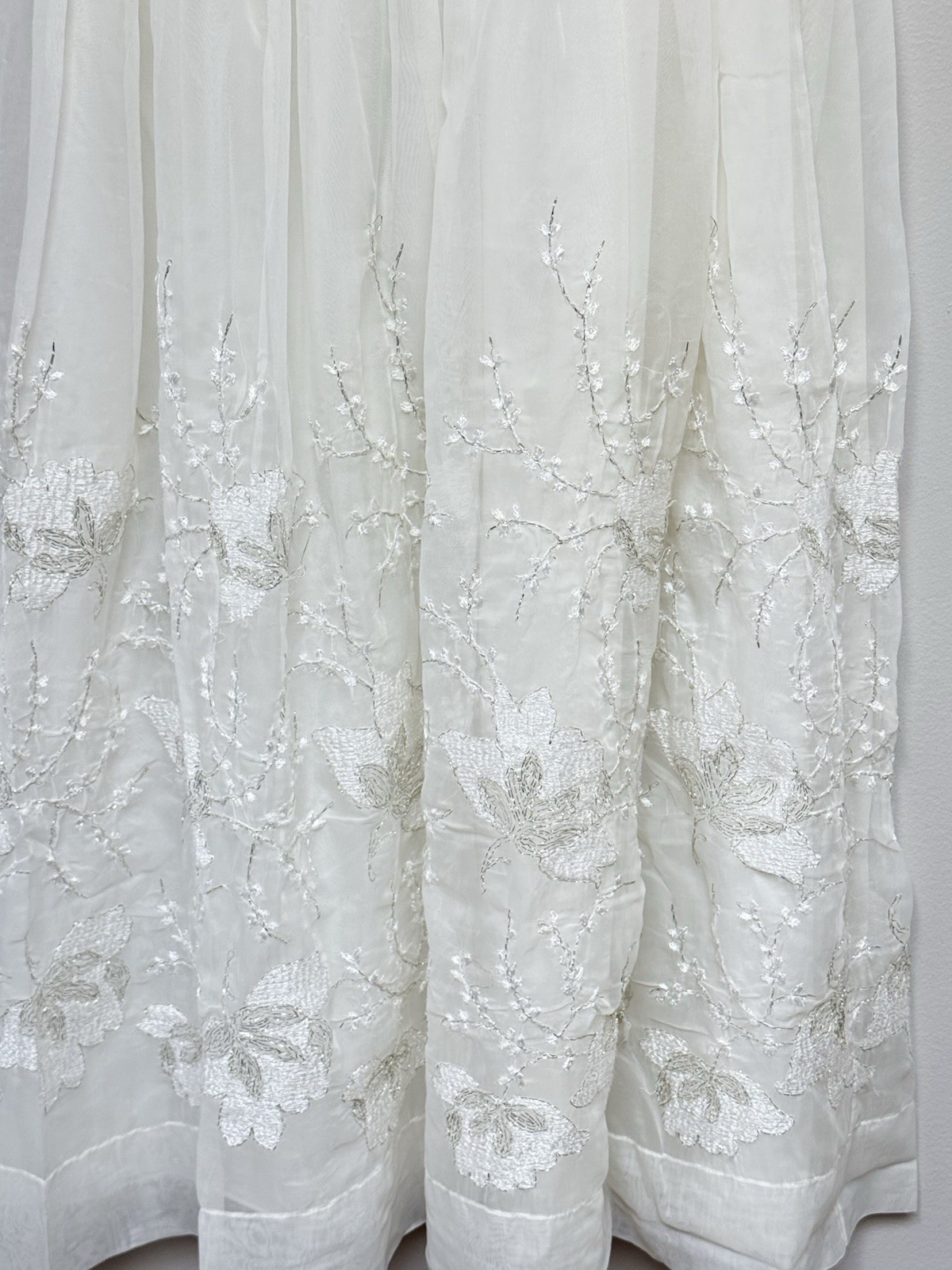 Vintage LAROS Womens 👗 Peignoir Spaghetti Strap Fit Flare Embroider Sz34 READ