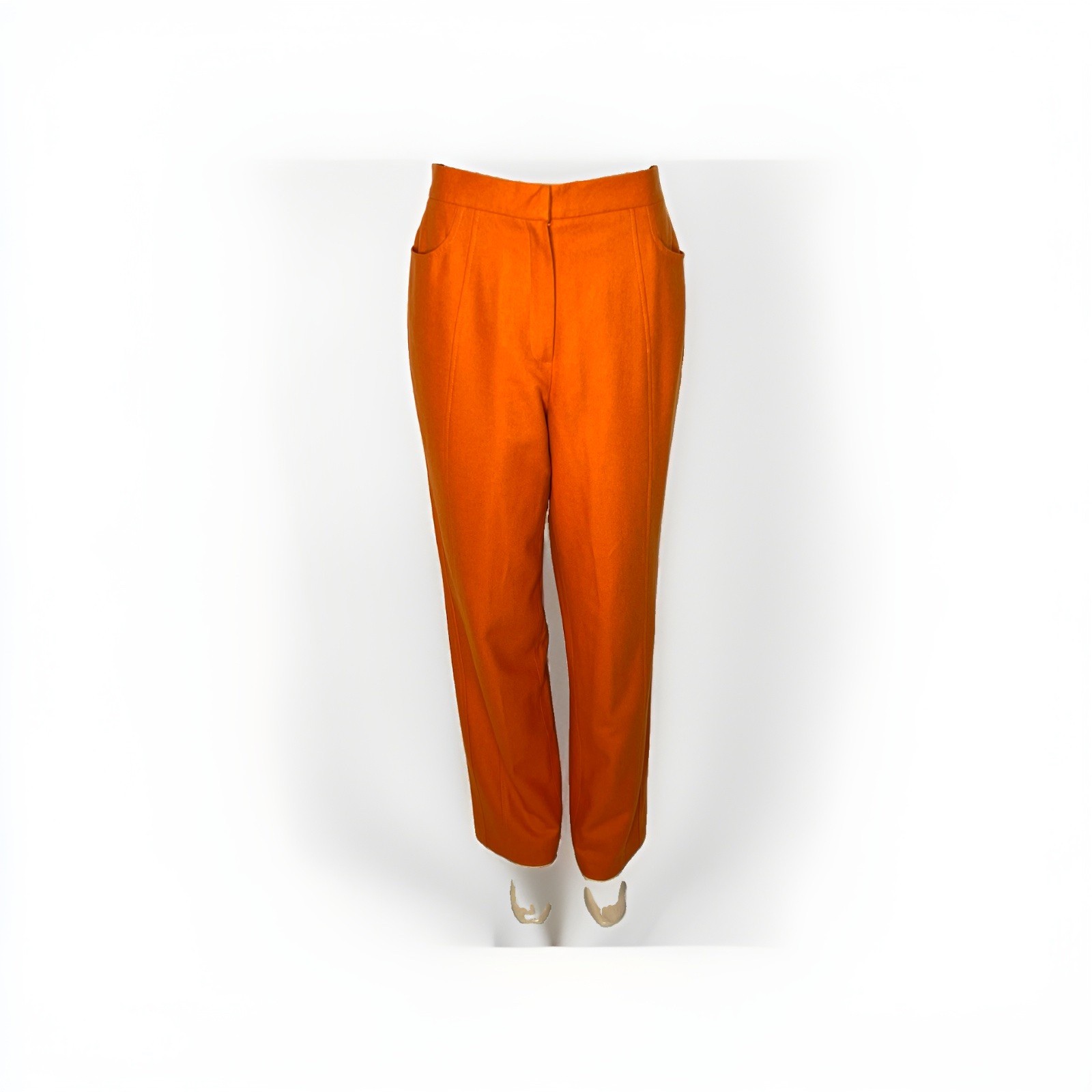 VINTAGE HARVE’ BERNARD ORANGE WOOL FLAT FRONT PANT SZ 14
