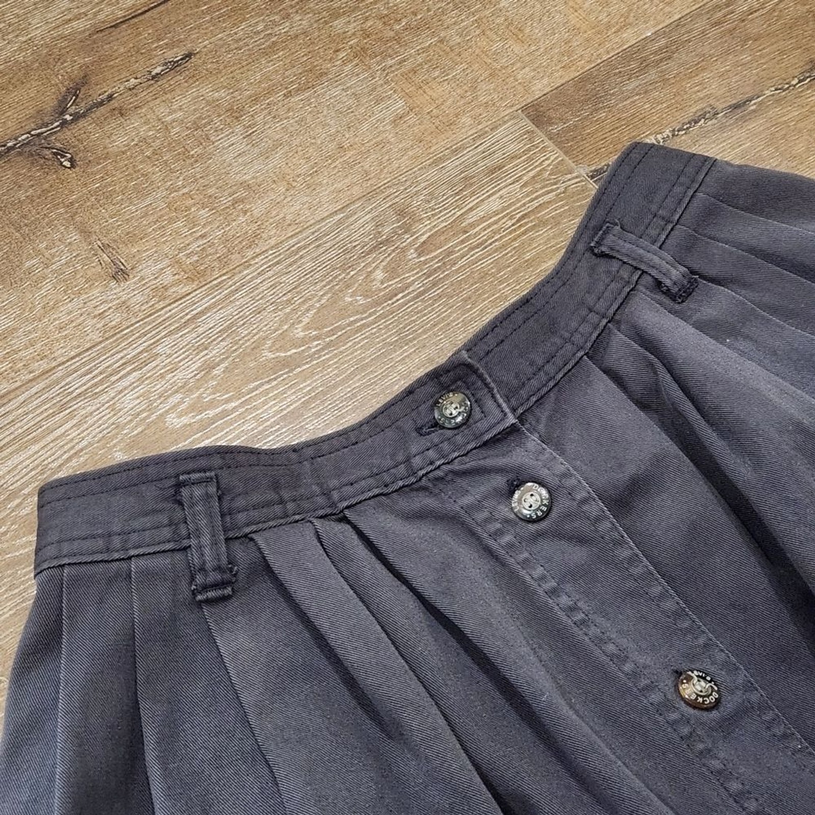 Vtg Levi’s Dockers Chocolate Brown Button Front Pleated A Line Skirt Academia