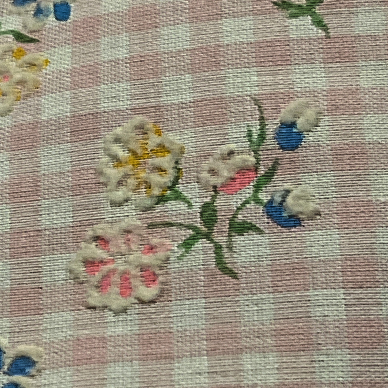 1960s Nightgown Pink Checkered Fabric w Small Flowers Prairie Gramacore Cottage
