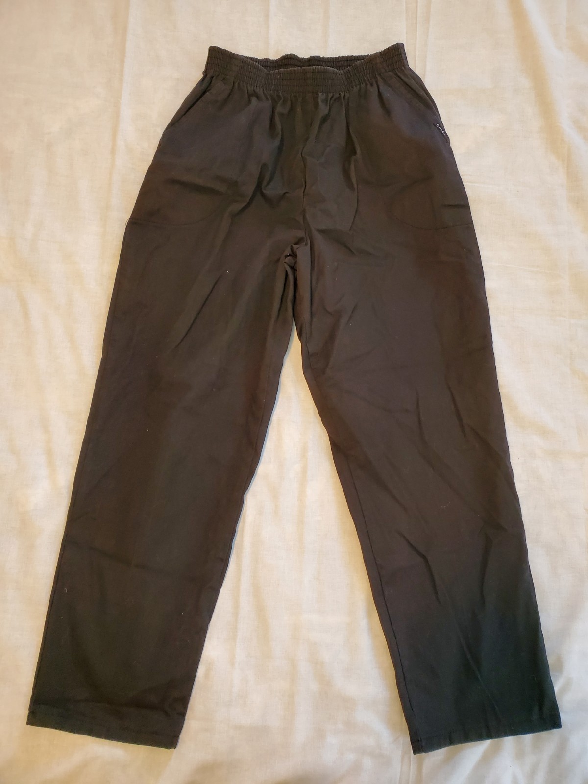 Vintage Chic Pants Womens 14 PETITE Black Pull On Elastic Waist Straight Casual