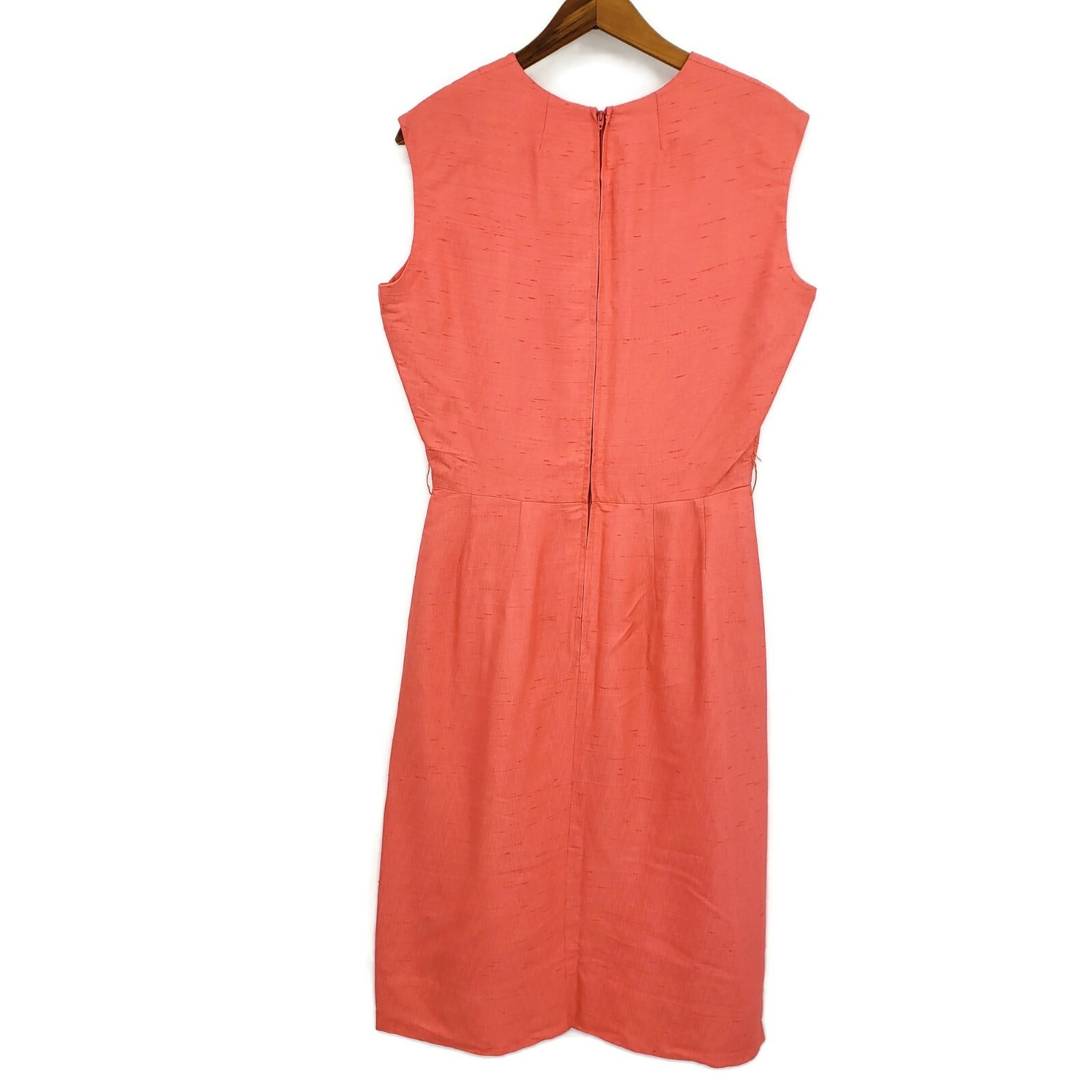 Vintage Pat Premo Raw Silk Dress Womens 14 Salmon Peach Sleeveless
