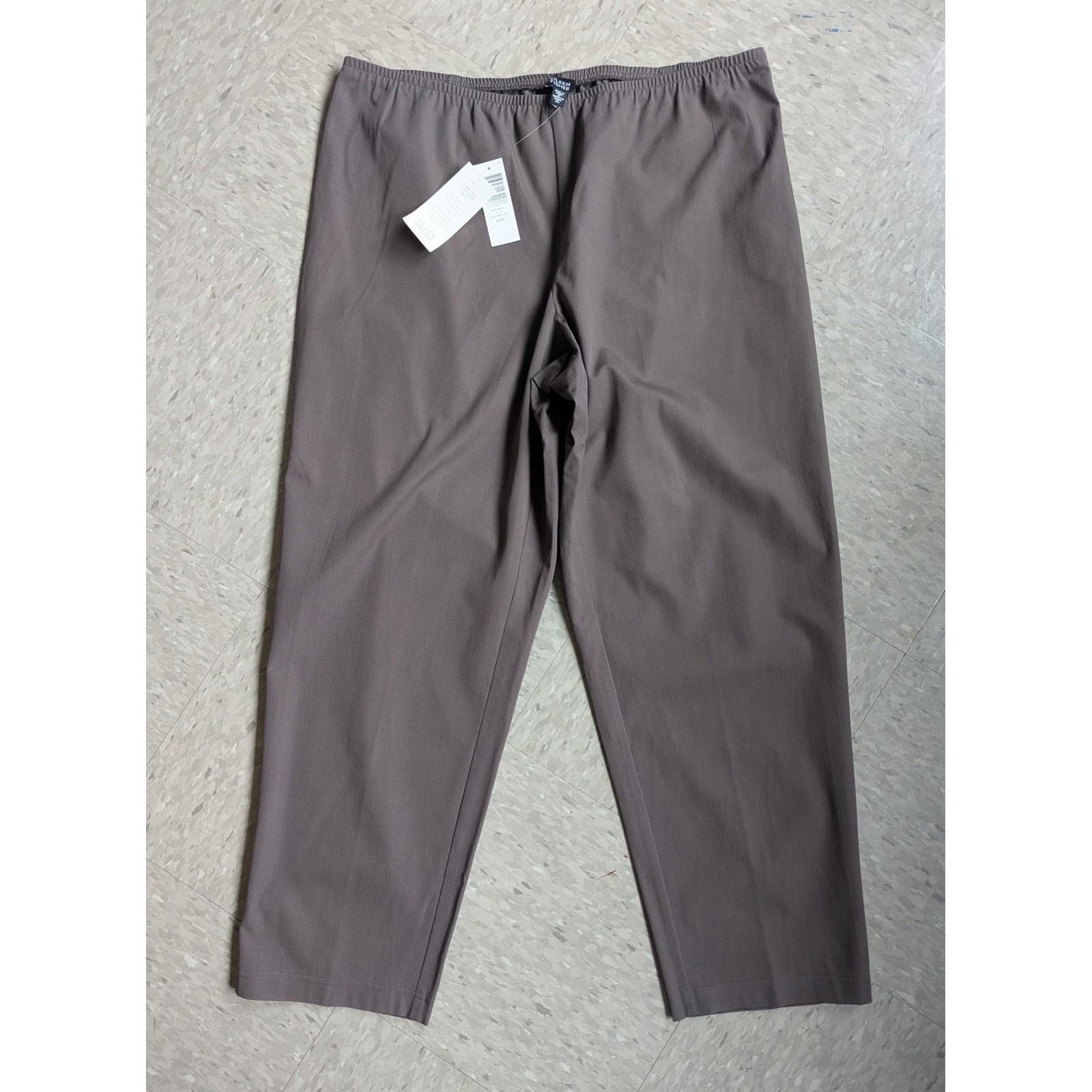 Eileen Fisher Vintage 90s Stretch Cotton Twill Ankle Pants Taupe XL