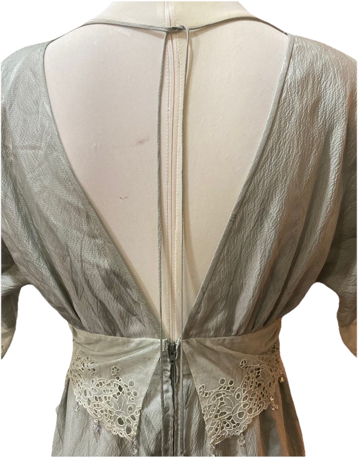 Carol Peretz / Neiman Marcus, Sea Foam Green Silk Bead Boho Dress Rare Vintage