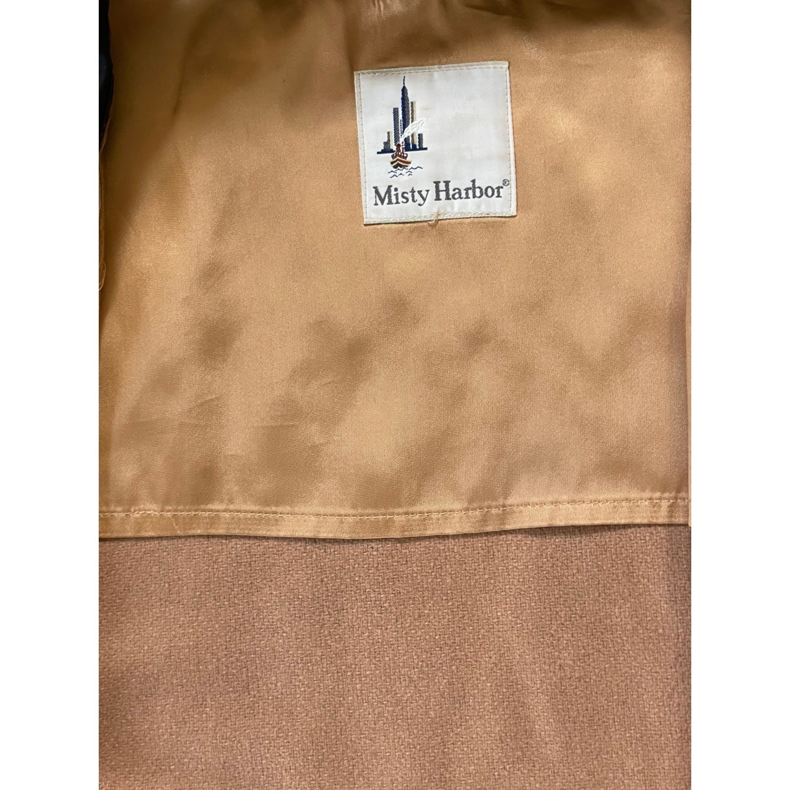 Misty Harbor Womens 14 Reg Trench Coat Beige Vintage Belted ILGWU Made in USA