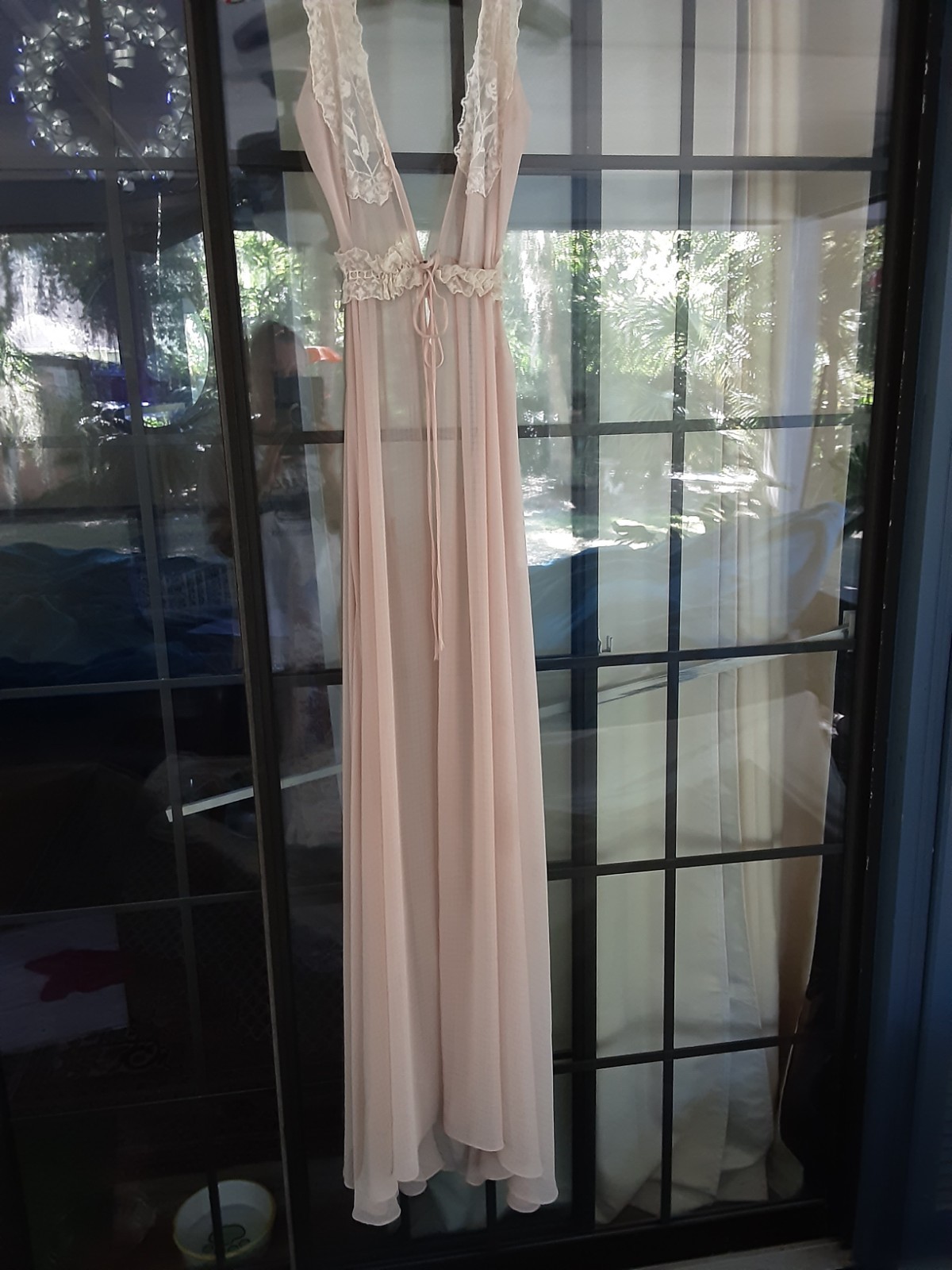 Bonnie Strauss Nightgown Vintage Slip Dress Lace Long 1990s with rose on label