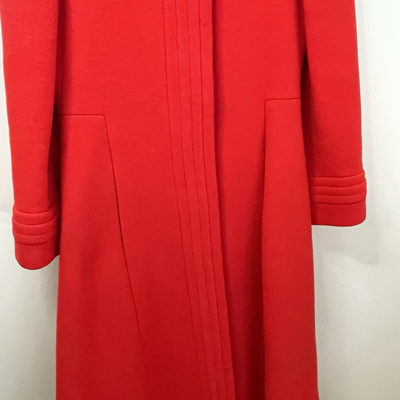 Vtg 60s Pauline Trigere Vermillion Wool Swing Coat RARE Mid Century Mod French