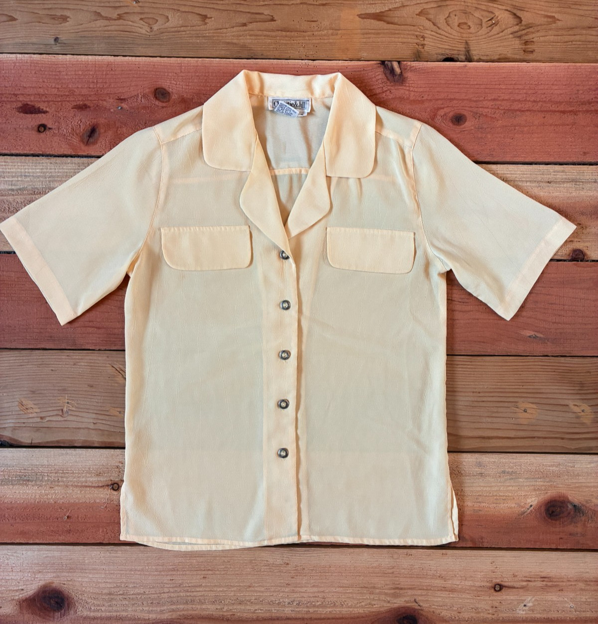 Vintage 80s Christie & Jill Blouse Women S Crepe Butter Oversized Hong Kong