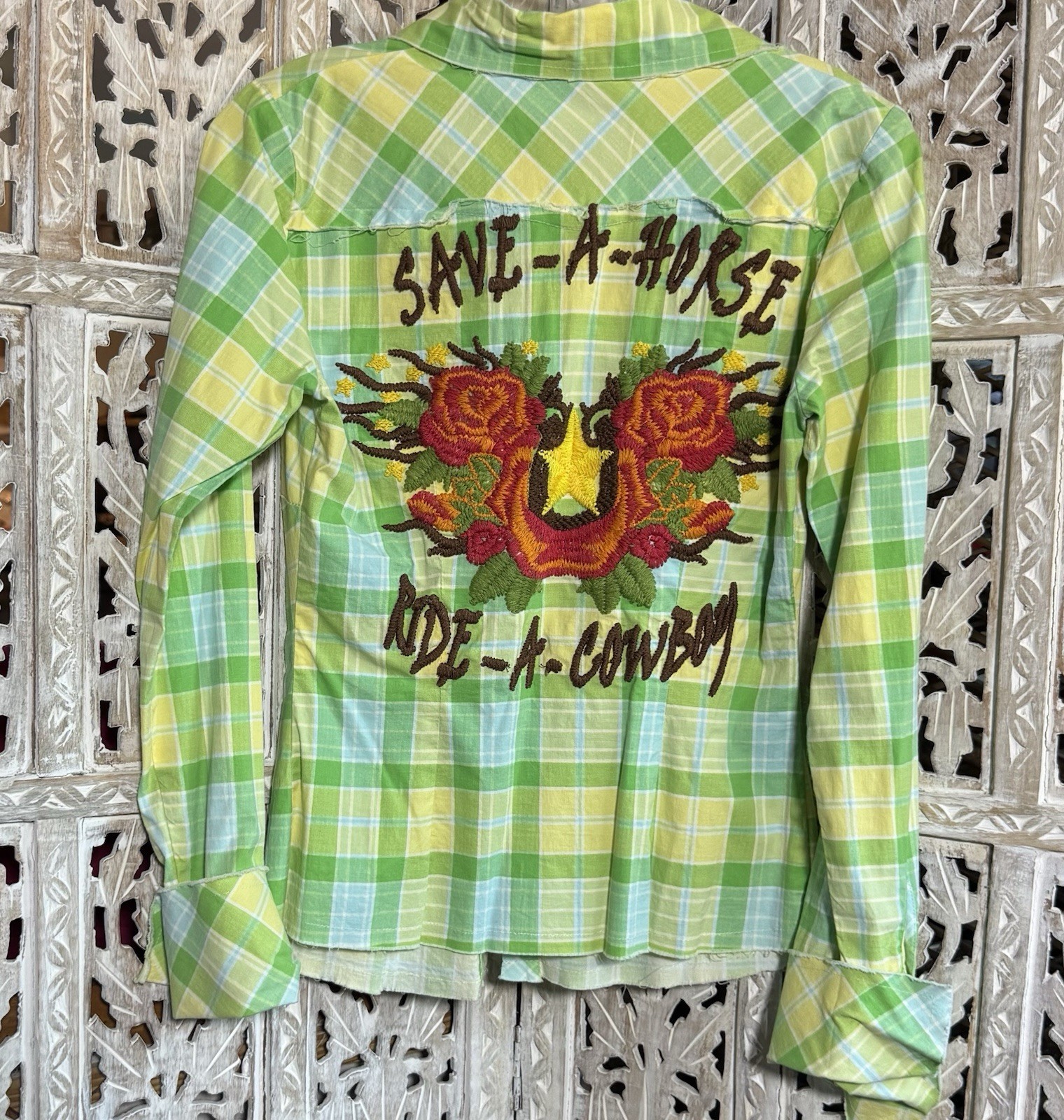 Custom Embroidered Love Junkie Western Shirt Save A Horse Ride A Cowboy