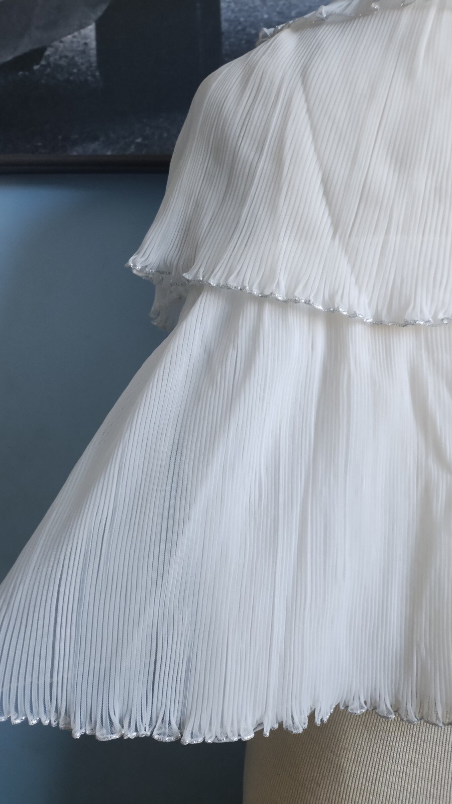 Vanity Fair vintage 1950’s pleated white nylon cropped Bed Jacket Caplet Med