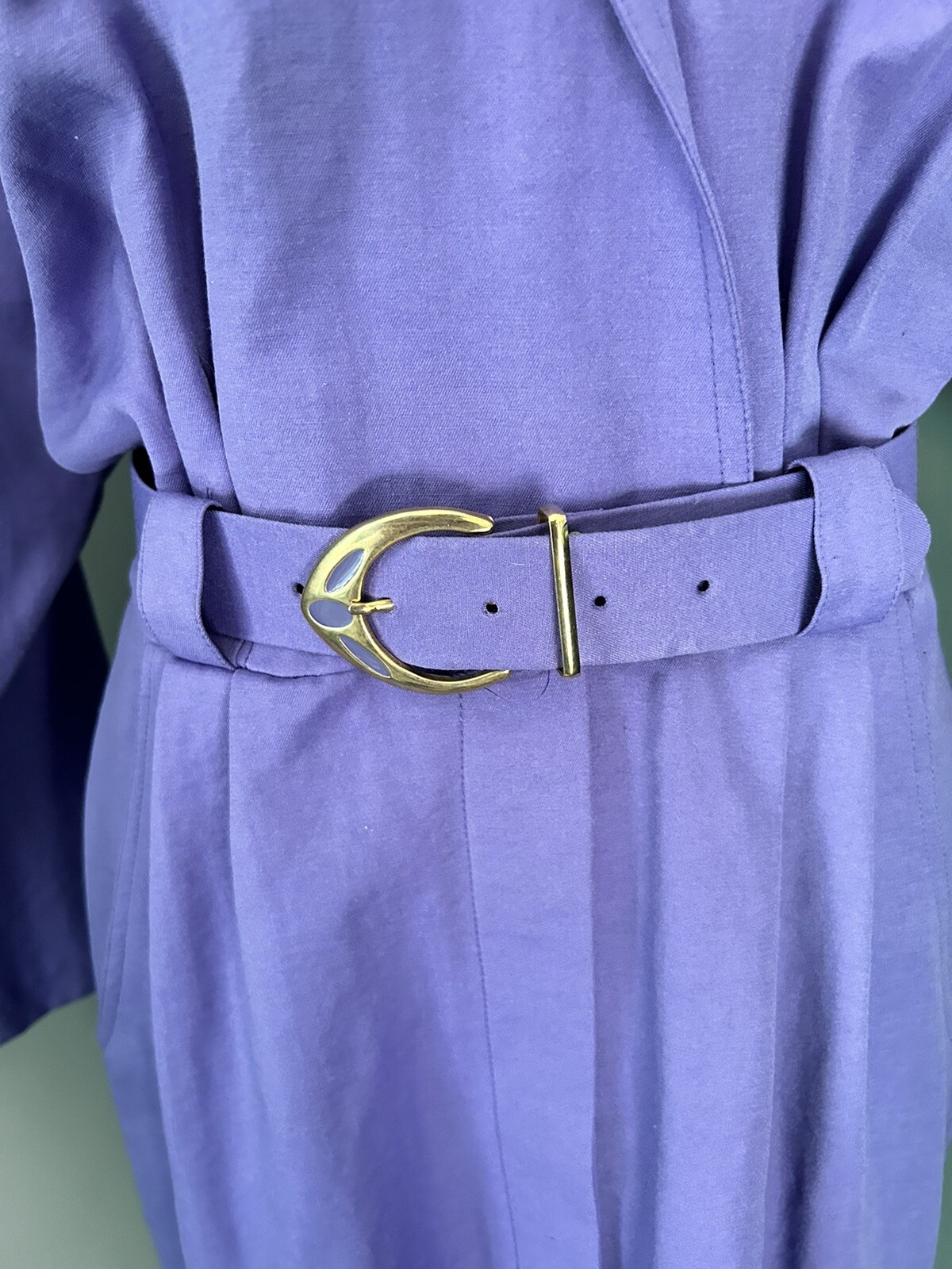 Vintage 80s Joseph Ribkoff Purple Dress Suit One Piece With Belt Button Up Skirt