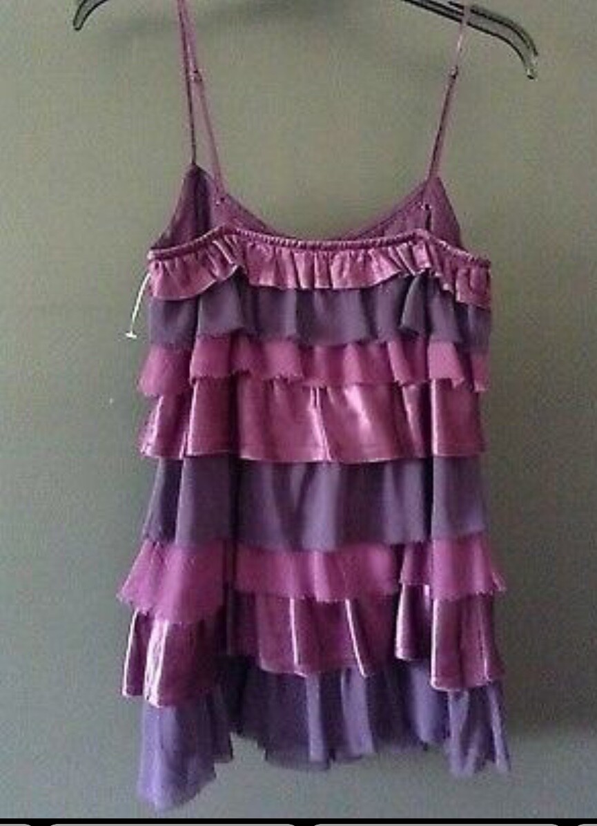 ALLEN B SCHWARTZ RUFFLED Mini Swing DRESS NYE Party FLAPPER GATSBY Purple/Plum M