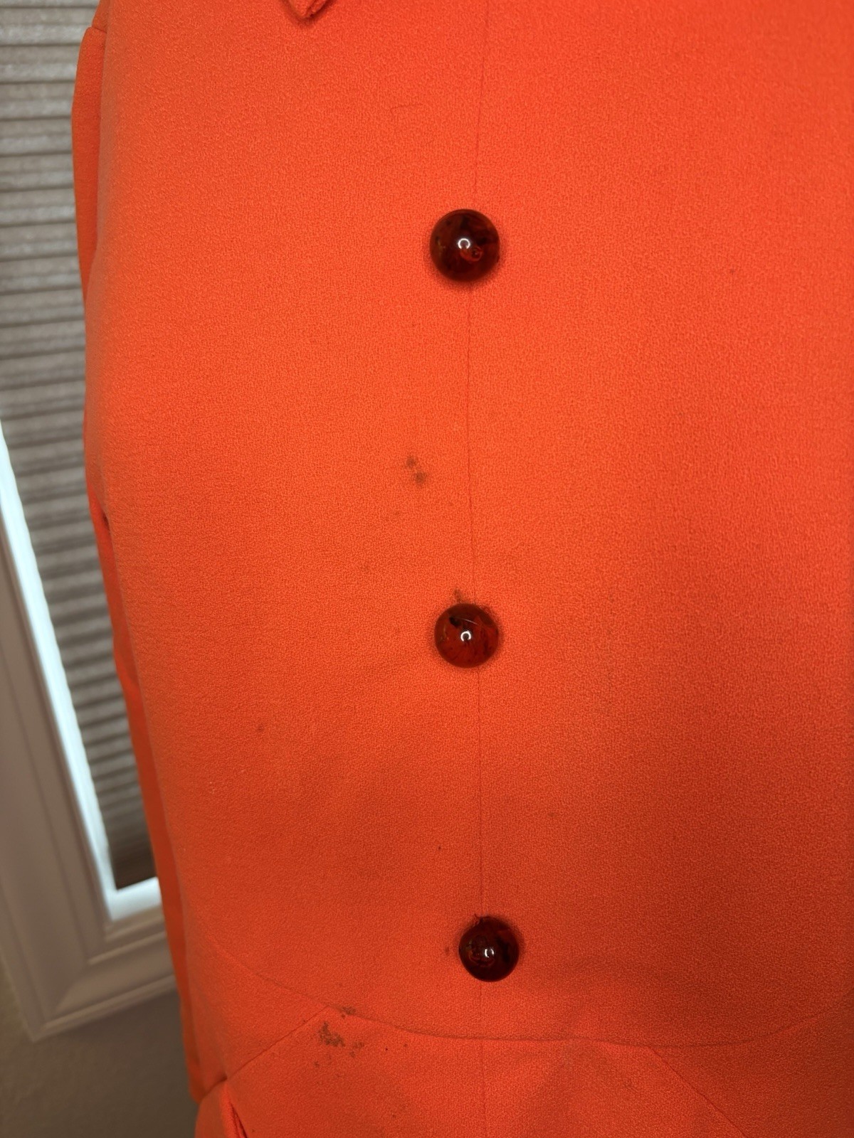 Vibrant Classy Orange Coat Dress W/ Button Details 60s 70s size medium by Carlye