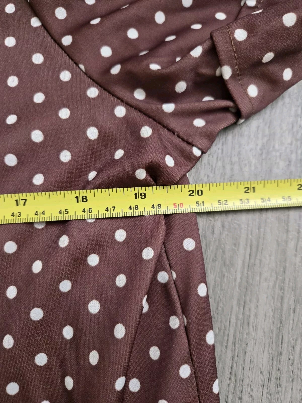 Womens Vintage 1970s Brown Polka Dot Blouse Sz M/L