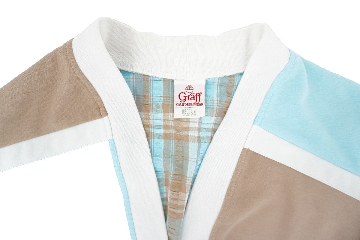 Vintage Graff California Wear Cardigan Light Jacket Blue Brown Plaid Women’s Med