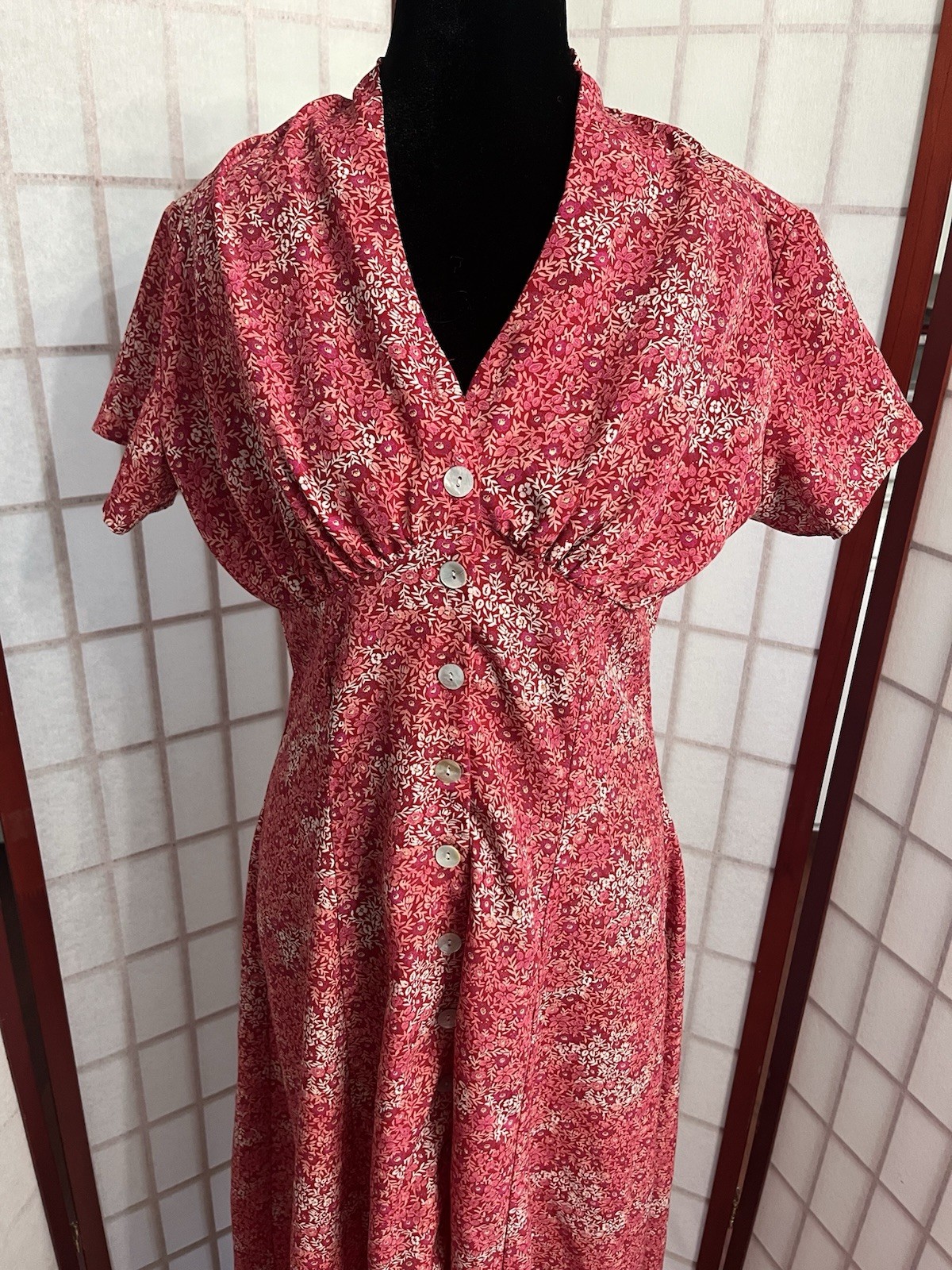 Vintage 90’s floral cottagecore retro full buttondown corset back tie maxi dress