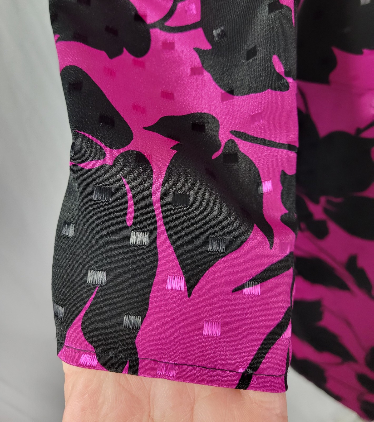 Vintage Jody of CA Pink & Black Faux Wrap Dress w Peplum & Tie Back Size 3/4