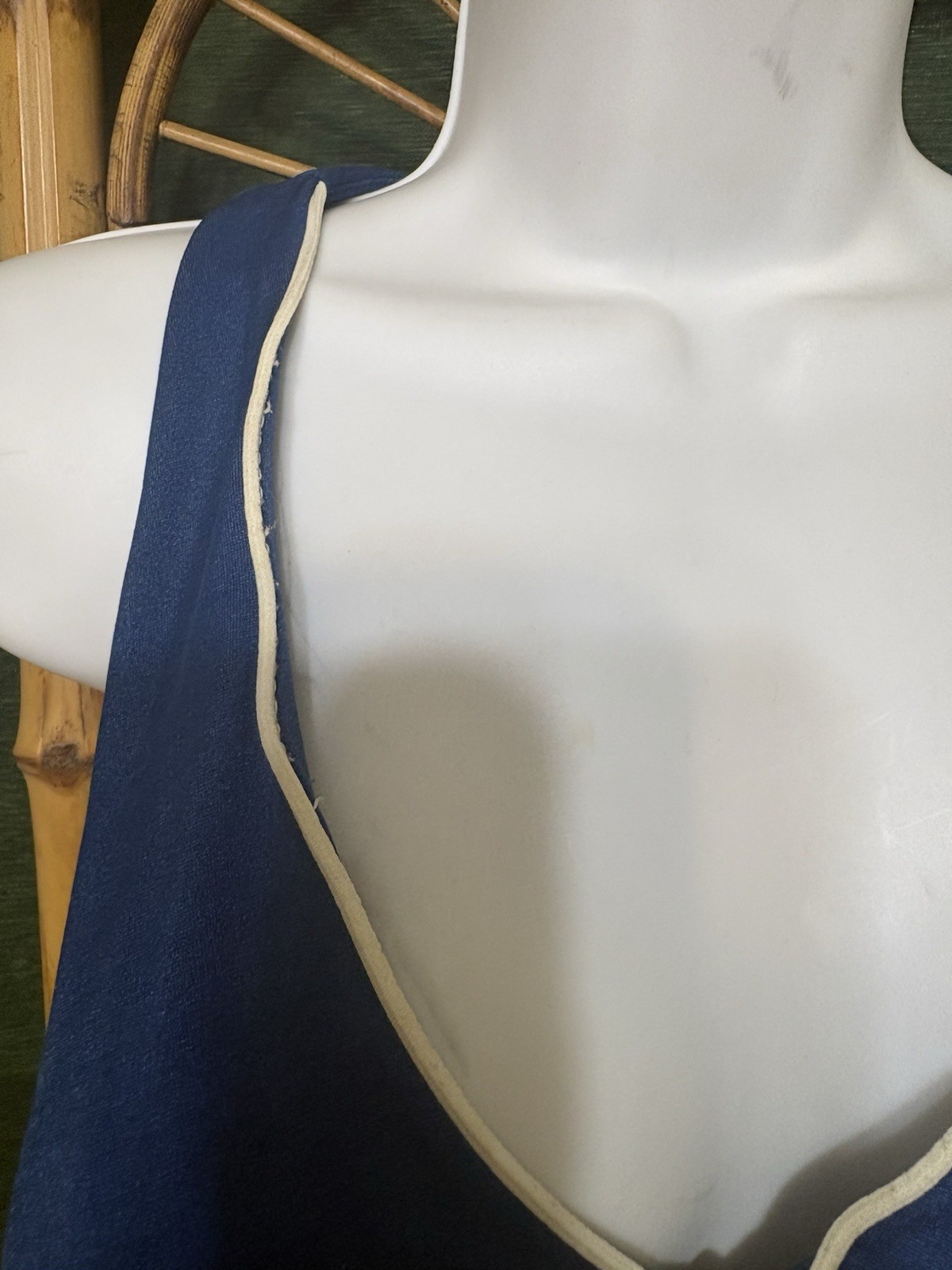 Vintage 1960s De Weese Design Swim & Sun Swimsuit Navy Blue One Piece W Zipper