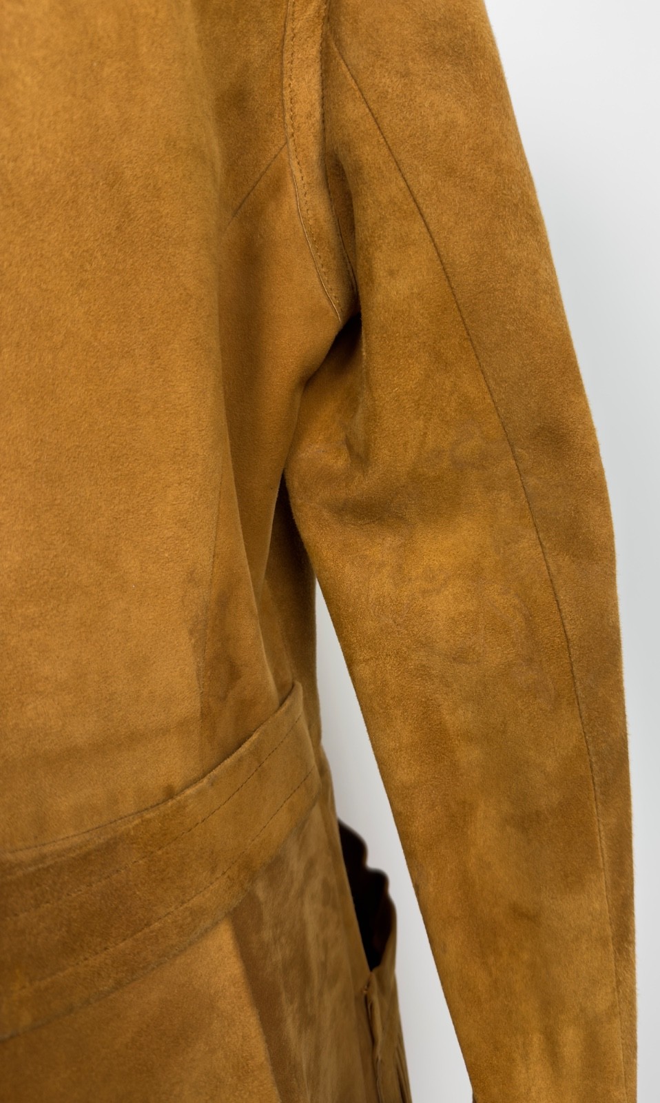Vintage LOEWE Suede Trench Coat Leather 1970s /1980s Size FR 42 / Caramel Ochre