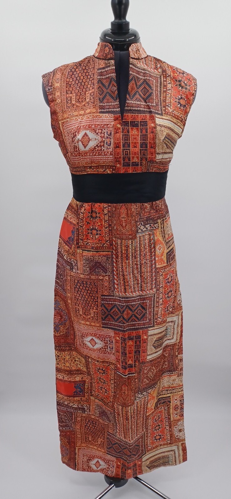 Vintage OOAK ! MOD Print 1960s 70s Handmade Hoffman California Boho Maxi Dress